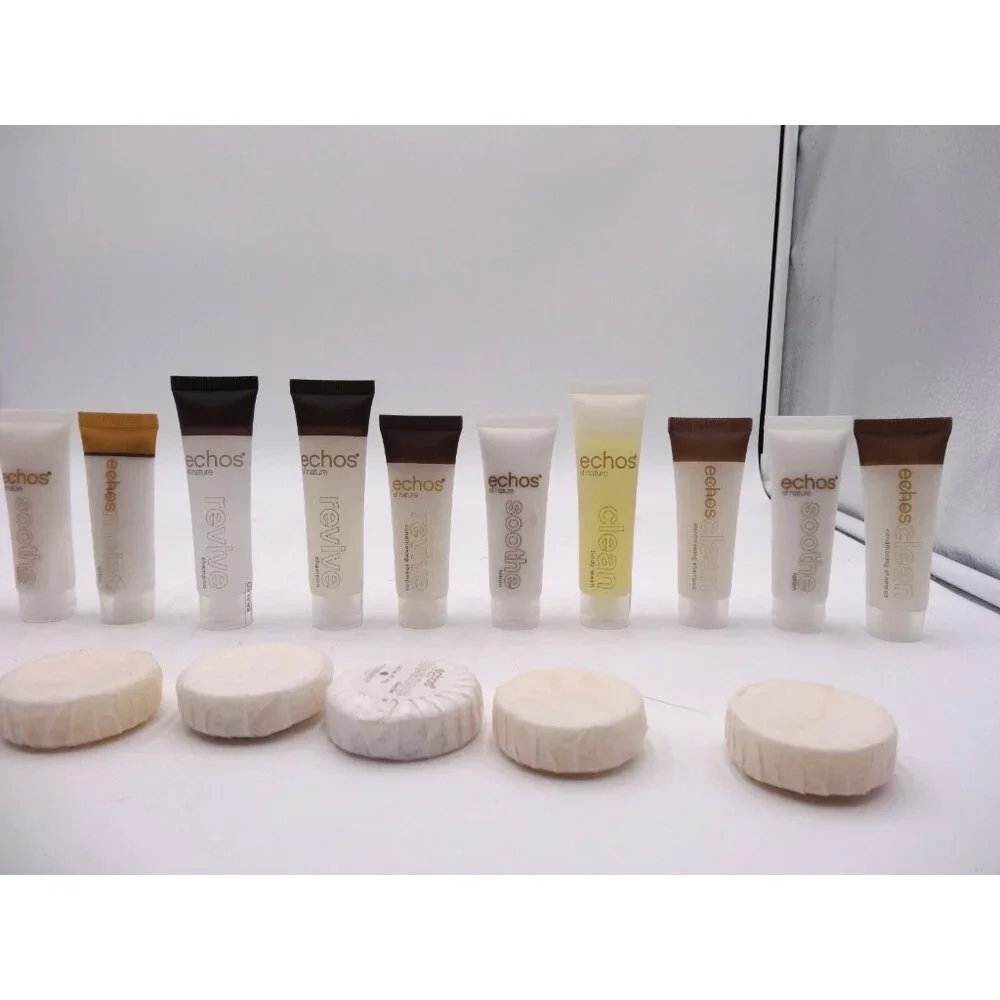 Echos of Nature 25 Pieces Lotion  1.25 oz Soap sealed travel size 1.5 oz Shampoo